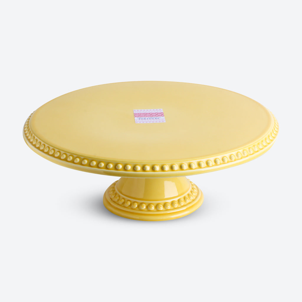 Footed Platter 12" Round Yellow (Made In Portugal)