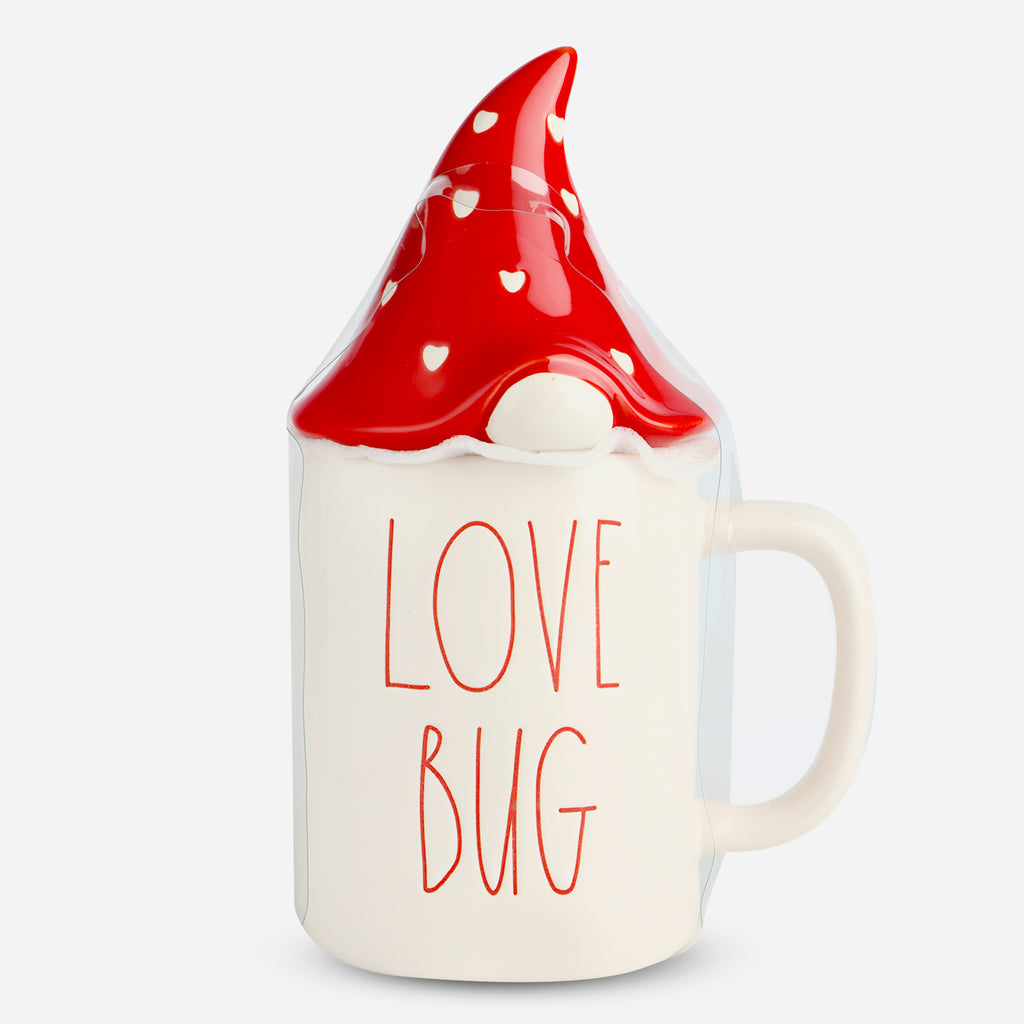 Coffee Mug Love Bug with Gnome Valentines Lid