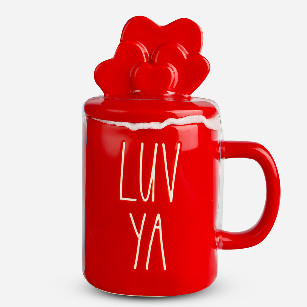 Coffee Mug Luv Ya with Hearts Topper